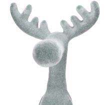 Artículo Alce sentado flocado Figura de estantería Gris 31cm 3pzs