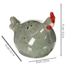 Artículo Figura decorativa de pollo de cerámica para salón con diseño rústico y forma abstracta, 13cm, 2 piezas