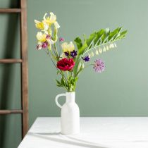Artículo Jarrón de cerámica blanco para decoración en seco jarrón con asa Ø9cm H21cm