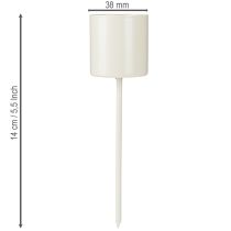 Artículo Portavelas para velas cónicas gruesas, metal, beige, 3,8 x 14 cm, 4 piezas