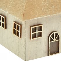 Artículo Portavelas Casa navideña madera gris 9×9×11cm 2 piezas