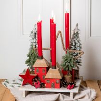 Artículo Portavelas casa madera palo rojo candelabro H14,5cm 2 piezas