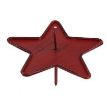 Portavelas con punta Estrella Rojo 9cm