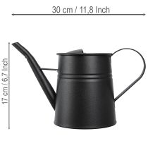 Artículo Regadera pequeña decorativa y elegante, de metal negro, 30x13x17cm, 1,7l, maceta, decoración para apartamento/balcón.