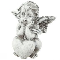 Artículo Figura decorativa para tumba angelito con corazón gris Al. 5,5 cm 6 piezas