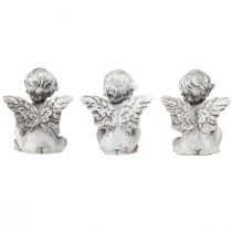 Artículo Figura decorativa para tumba angelito con corazón gris Al. 5,5 cm 6 piezas