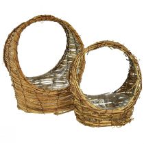 Artículo Cesta para plantar con asa de vid L18/22cm juego de 2