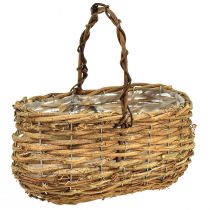 Artículo Cesta para plantar con mango de parra natural 25x14,5x24,5cm
