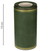 Artículo Elegante cinta de moiré para coronas, 175 mm, verde oscuro con borde perlado y tejido de tafetán para ocasiones festivas.