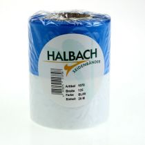 Artículo Cinta de guirnalda azul y blanca Moiré de 125 mm: cinta de luto y decorativa de alta calidad, cinta nacional con un aspecto elegante, rollo de 25 m