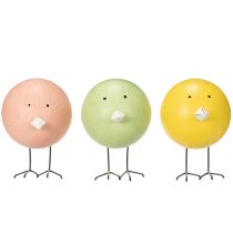 Artículo Figuras decorativas de pollito con diseño redondo para acentos ligeros y divertidos, 9,5 cm, 3 piezas