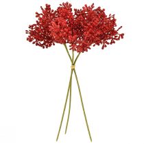 Artículo Decoración roja de bayas artificiales para corona de Adviento 32 cm, 3 piezas en un paquete