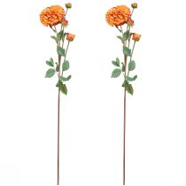 Artículo Flores Decorativas Dalia Artificial Naranja Rojo Ø10 L80cm 2ud