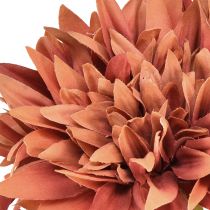 Artículo Dalias artificiales flores de color marrón rojizo Ø15cm L28cm 3 piezas