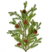Artículo Ramas de coníferas artificiales - ramas de pino con piñas verdes 48cm 3ud