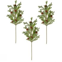 Artículo Ramas de pino artificiales con piñas 48cm – Decoración navideña, ramas de pino 3 piezas, verde