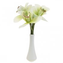 Orquídeas artificiales flores artificiales en florero blanco/verde 28cm