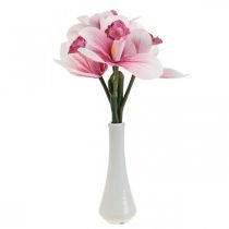 Orquídeas artificiales flores artificiales en florero blanco/rosa 28cm