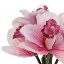Artículo Orquídeas artificiales flores artificiales en jarrón blanco/rosa 28cm