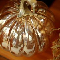 Artículo Decoración de calabaza de cristal, decoración de mesa de calabaza de cristal naranja Ø14cm H18cm