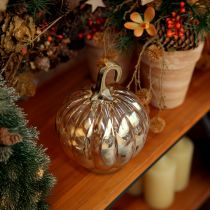 Artículo Decoración de calabaza de cristal, decoración de mesa de calabaza de cristal naranja Ø14cm H18cm