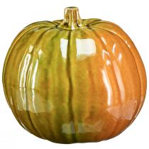 Artículo Calabaza decorativa de cerámica en tonos verdes vivos - 17,5 cm - perfecta para decorar la mesa en otoño