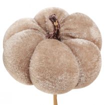 Artículo Calabaza decorativa de tela en palo color amarillo marrón naranja Ø7cm 9 uds
