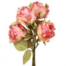 Artículo Rosas artificiales rosas decorativas rosas con capullos L44cm 4 piezas