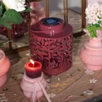 Artículo Farol con motivo de hojas, alimentado por energía solar, para una iluminación ambiental exterior, 25 cm