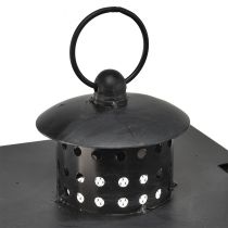 Artículo Farol grande de metal con ventanas de alambre en gris antiguo - 19x36x60 cm - farol decorativo con asa de transporte