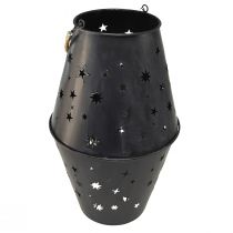 Artículo Farol colgante de metal antracita con estrellas - Ø18,5 cm, altura 50 cm - Elegante iluminación interior y exterior