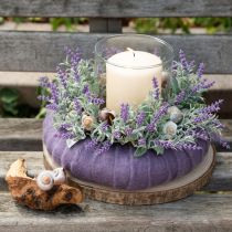 Artículo Corona de lavanda flocada Ø25cm
