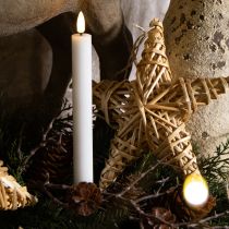 Artículo Velas LED blancas cónicas de cera blanca cálida de 24,5 cm, 2 unidades