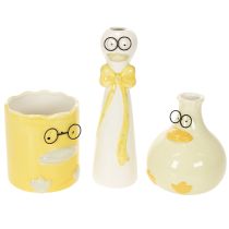 Artículo Set de Figuras de Patos de Cerámica con Gafas, 25 cm, Amarillo y Blanco