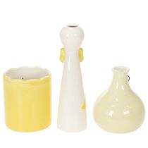 Artículo Set de Figuras de Patos de Cerámica con Gafas, 25 cm, Amarillo y Blanco