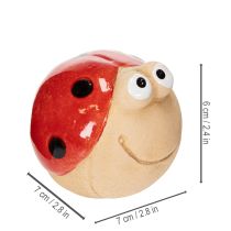 Artículo Figura decorativa de cerámica de mariquita para una alegre decoración de jardín y alféizares, 7 cm, 3 piezas