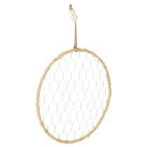 Artículo Anillo decorativo de metal estilo bohemio, plateado, Ø28cm con rafia natural, juego de 4 - decoración colgante, decoración de pared