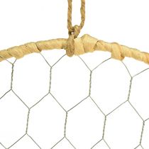Artículo Anilla decorativa de metal para colgar Rafia Plata Natural Ø28cm 4uds