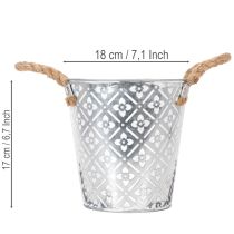 Artículo Maceta metálica para plantar, maceta con asas, jardinera con estampado floral Ø18cm