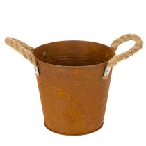 Artículo Maceta de metal con asas, maceta para hierbas, decoración de óxido Ø16,5cm H15cm