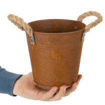 Artículo Maceta de metal con asas, maceta para hierbas, decoración de óxido Ø16,5cm H15cm