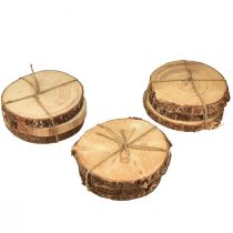 Artículo Mini adornos de madera en rodajas para árbol con corteza, 8-9 cm, 9 piezas