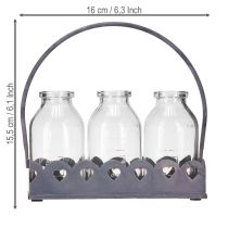 Artículo Jarrón decorativo con bandeja rectangular para minibotellas, color gris, 15,5 x 6 cm