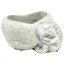 Artículo Mini macetero tumba ángel ángel gris planta corazón 16×12cm H9.5cm