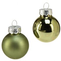 Artículo Mini bolas de árbol de Navidad vidrio verde mix Ø2,5cm 22 piezas