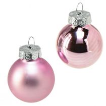 Artículo Mini bolas de árbol de Navidad de cristal violeta claro Ø2,5cm 22 piezas