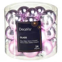 Artículo Mini bolas de árbol de Navidad de cristal violeta claro Ø2,5cm 22 piezas