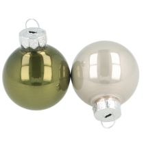 Artículo Mini bolas navideñas de cristal verde plata gris Ø3cm 22uds