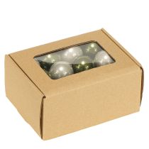 Artículo Mini bolas navideñas de cristal verde plata gris Ø3cm 22uds