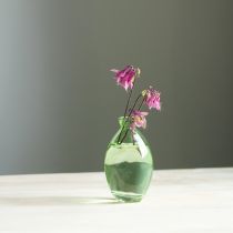 Artículo Mini jarrones de cristal con forma de bulbo, de color verde, 12 cm de alto, 6 unidades